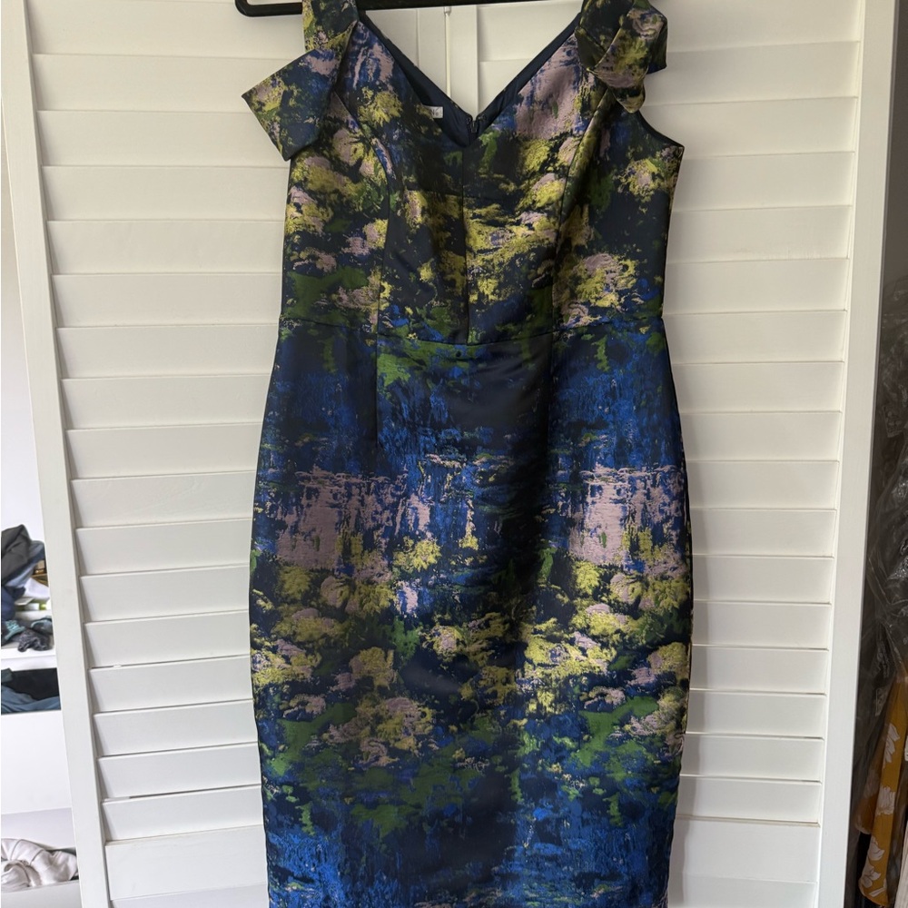 Maggy London Strapless Dress in Blue and Green